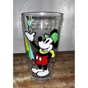Atomic Inspired Set Of 2 Disney Mickey Minnie Mouse Christmas Clear Glasses